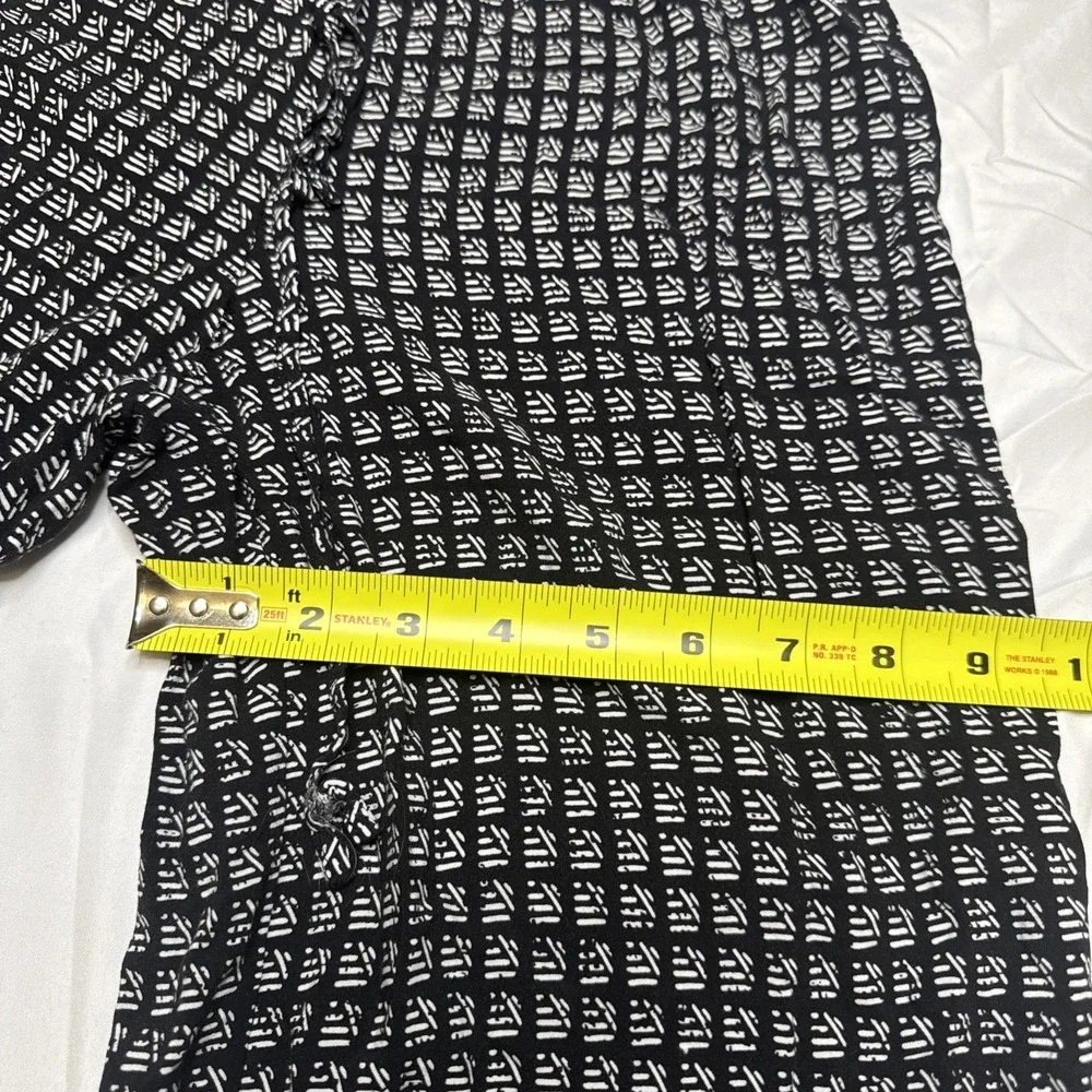Max Edition Womens Small Wide Leg Palazzo Pants Black White Yellow Rayon 5703001